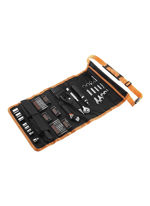 77 Pieces Automotive Roll-up Kit with Socket Wrenches & Screwdriver Bitsets