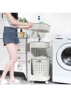 RollsTimi  3-Layer Laundry Basket With Wheels White 42x34x45.5cm  - Image 4