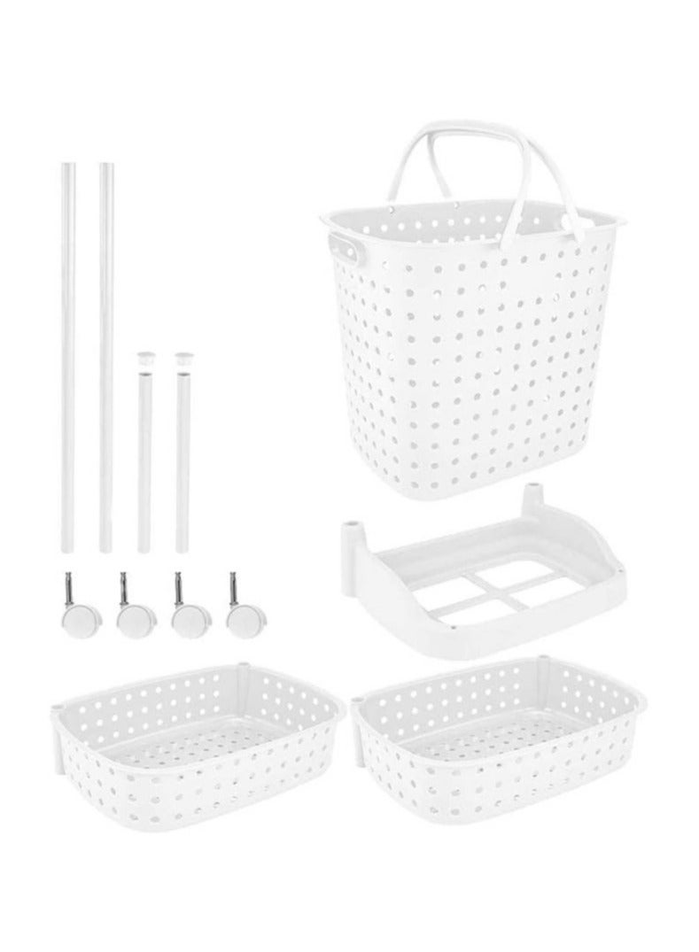 RollsTimi  3-Layer Laundry Basket With Wheels White 42x34x45.5cm - Image 3