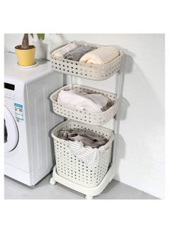 RollsTimi  3-Layer Laundry Basket With Wheels White 42x34x45.5cm  - Image 5