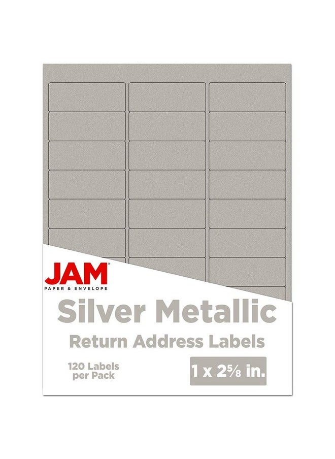 JAM Paper Return Address Labels - Standard Mailing - 1 X 2 5/8 - Silver Metallic - 120 Shipping Labels/Pack  - Image 1