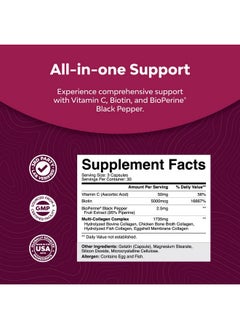 Natures Craft Advanced Multi Collagen Complex Biotin And Collagen Supplement For Men And Women With Bioperine And Vitamin C Type 1 2 3 5 & X Collagen Pills For Bone And Joint Support Hair Skin And Nails  - Image 4