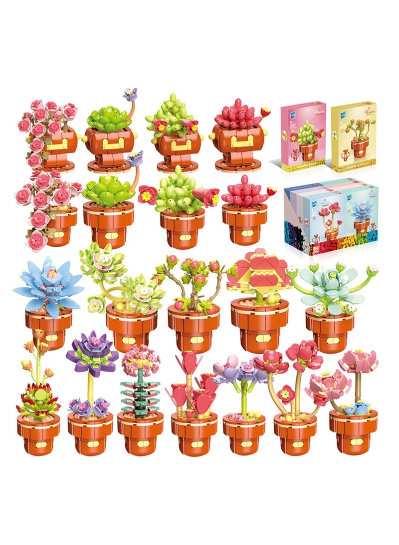 DIY Mini Flower Pot Plant Building Block Toys, Colorful and Cute Small Bonsai Plant Basket, Creative Plant Series Home Office Decoration Desktop Accessories Birthday Gift(Tang seal 162pcs) - Image 2