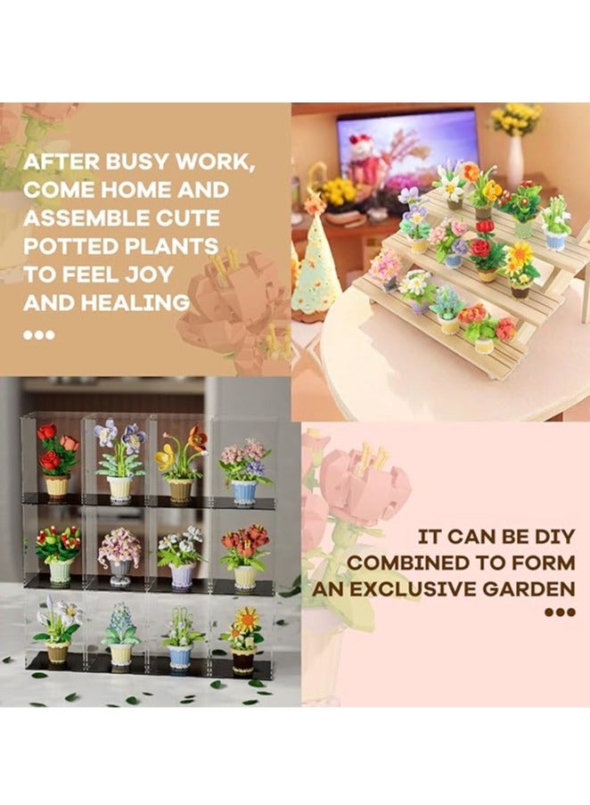 DIY Mini Flower Pot Plant Building Block Toys, Colorful and Cute Small Bonsai Plant Basket, Creative Plant Series Home Office Decoration Desktop Accessories Birthday Gift(Tang seal 162pcs) - Image 3