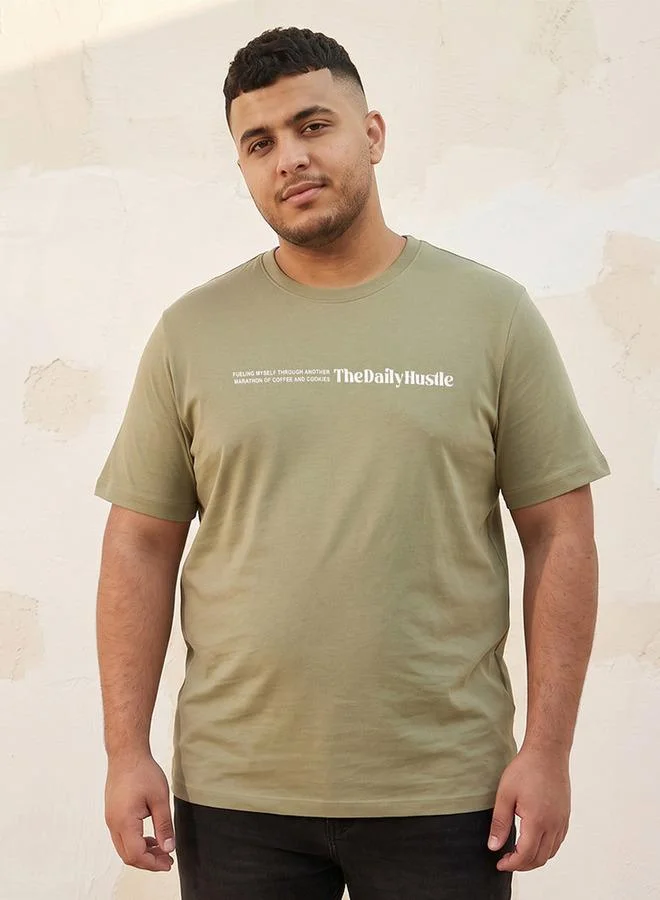 Maxim Plus Crew Neck Slogan Print T-shirt