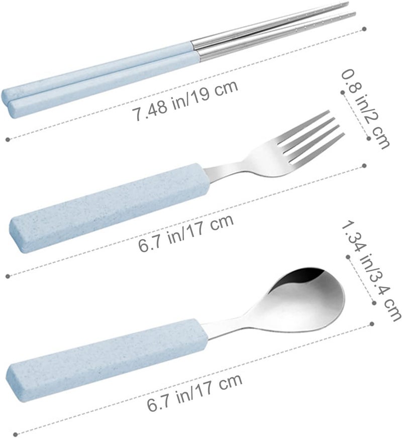 VANRA 3Piece Children Utensils Set 188 Stainless Steel Child Flatware Set Silverware Spoon Fork Chopstick Set with Travel Case for Kids Lunch Box - Image 5