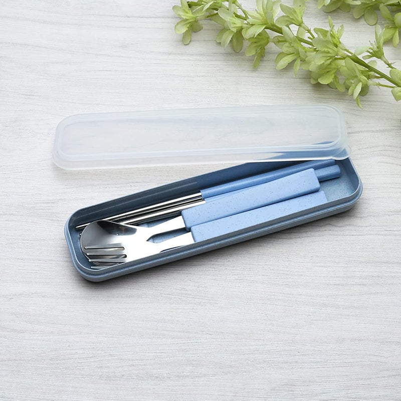 VANRA 3Piece Children Utensils Set 188 Stainless Steel Child Flatware Set Silverware Spoon Fork Chopstick Set with Travel Case for Kids Lunch Box - Image 3
