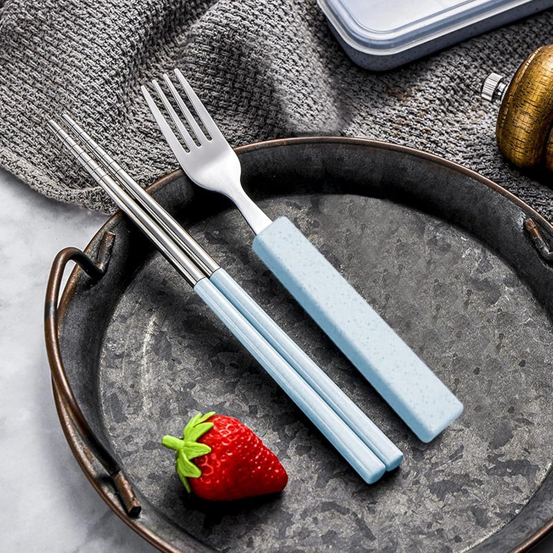 VANRA 3Piece Children Utensils Set 188 Stainless Steel Child Flatware Set Silverware Spoon Fork Chopstick Set with Travel Case for Kids Lunch Box - Image 4
