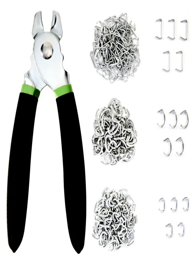 TFUTLT Hog Ring Pliers Kit with 270 Pcs 3/4" 1/2" 3/8" Galvanized Steel Hog Rings,Hog Ring Pliers Kit for Auto Upholstery and Fencing,Bagging,DIYCraft,Furniture - Image 1