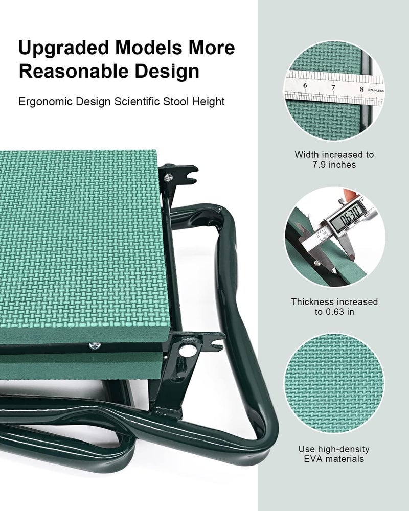KVR Garden Kneeler and Seat Heavy Duty, Upgraded Widened and Thickened Gardening Stools for Seniors, Foldable Gardening Bench Ergonomic Design, Effective Relief of Knee and Back Pain, Gift for Gardeners - Image 4