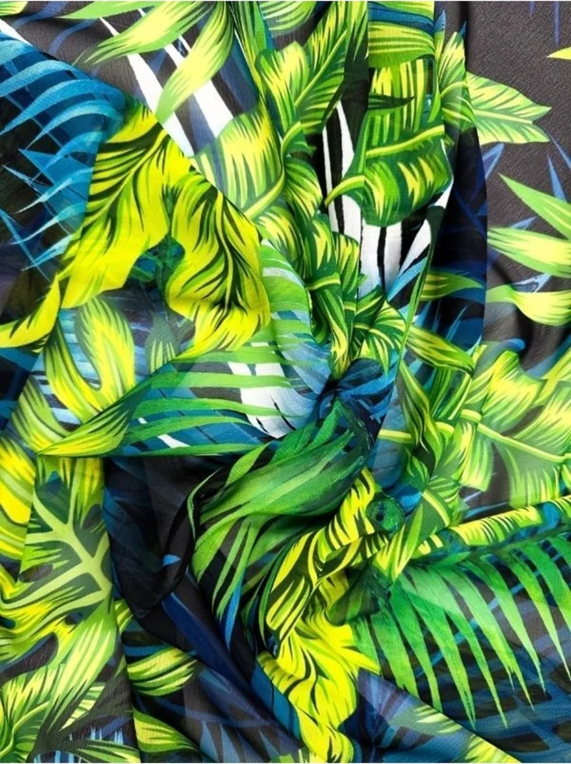 بيستور Tropical Patterned Vibrant Green Colors Bandana Scarf New Season Hair Accessory