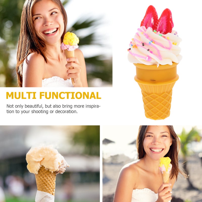 Simulation Ice Cream Cone Realistic Ice cream Dessert Model Photo Prop Decoration - Image 4