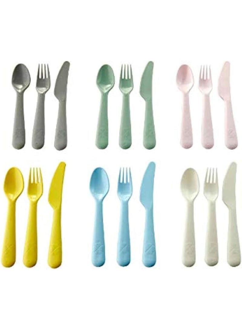أيكيا مجموعة أدوات مائدة بلاستيكية للأطفال (18 قطعة) من ايكيا (IKEA) - ألوان متعددة - Image 1
