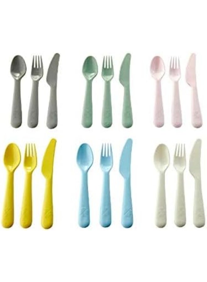 أيكيا مجموعة أدوات مائدة بلاستيكية للأطفال (18 قطعة) من ايكيا (IKEA) - ألوان متعددة - Image 2