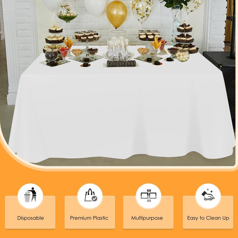 tujol White Disposable Plastic Table Cloth Roll 54" X 100', Plastic Table Cover with Cutter Box, Cut to Size Disposable Tablecloth for Parties - Image 4