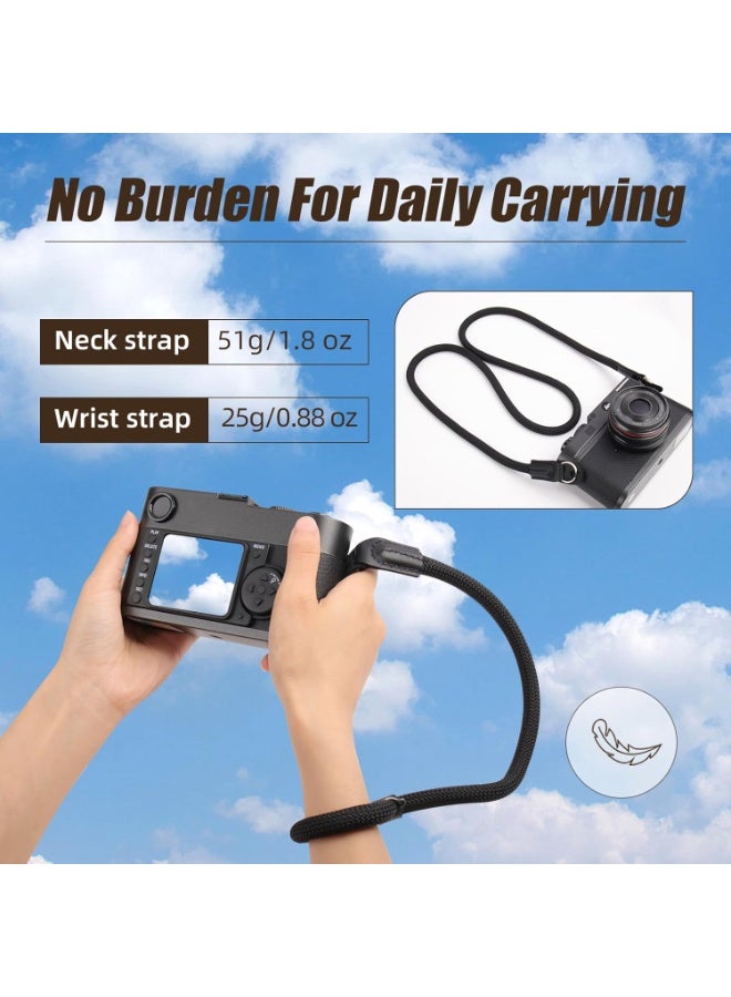 2 Pack Camera Strap with Camera Wrist Strap, 110cm Climbing Rope Camera Strap, Camera Neck Shoulder Strap for Nikon Canon Sony Fuji Micro Single and SLR DSLR Camera  - Image 3