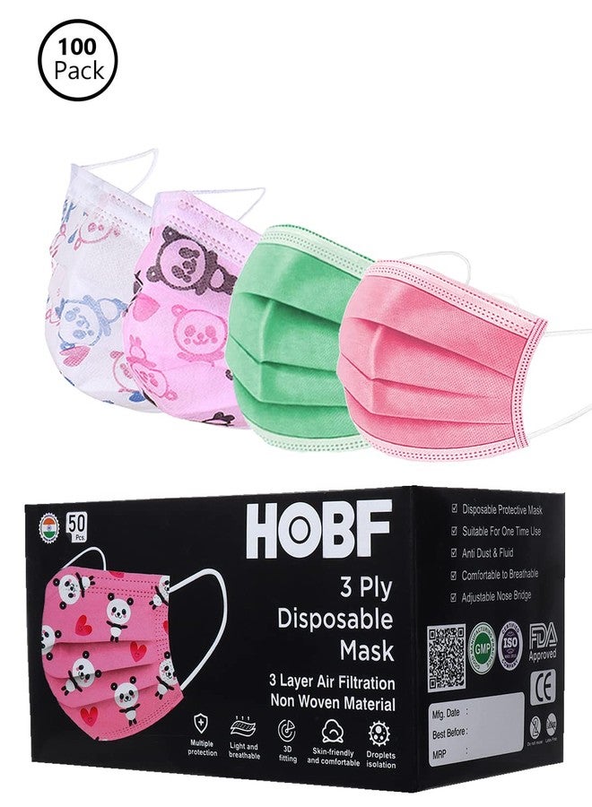 hobf Dispossiable Mask Pack containing surgical masks 3 layer 100 pieces/pack of 100 / pack of 50 / black surgical mask pack of 100 & 200 - surgical mask for kids FGK100-GR,PK,Pr,L.PK,Pr,O-WH - Image 2