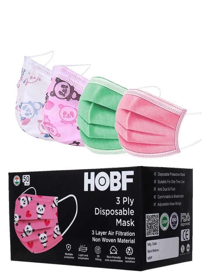 hobf Dispossiable Mask Pack containing surgical masks 3 layer 100 pieces/pack of 100 / pack of 50 / black surgical mask pack of 100 & 200 - surgical mask for kids FGK100-GR,PK,Pr,L.PK,Pr,O-WH - Image 1