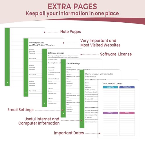 SUNEE Password Book with Colorful Alphabetical Tabs, Password Books for Seniors, Password Keeper Book for Computer and Internet Address Website Login, 5.3''x 7.7''- Rose Gold - Image 5