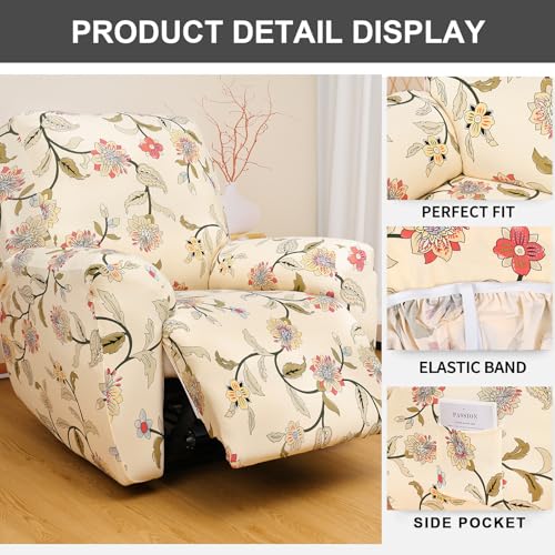 Eco-Ancheng Recliner Slipcovers 4-Pieces Recliner Chair Covers Lazy Boy Chair Covers Stretch Recliner Couch Covers Fitted Non Slip Reclining Slipcovers Furniture Protector for Recliner with Pocket - Image 3