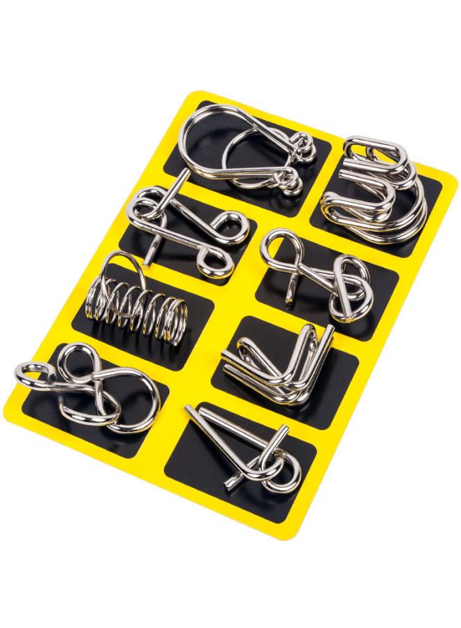 Nine-chain Unlock Ring Intelligence Buckle Full Set Of Educational Toys Luban Lock Kong Ming Lock Full Set Of Children's Toy Set 