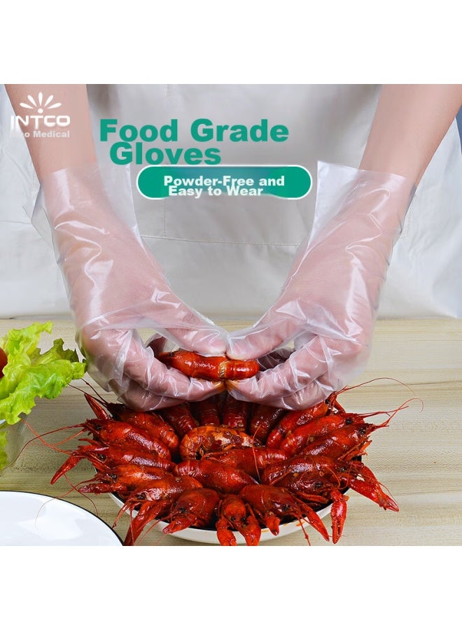 Intco Disposable Gloves, Food-grade Gloves, Household And Kitchen Cleaning, Catering, Crayfish Pe Gloves, 200 Pieces, Size S - Image 2