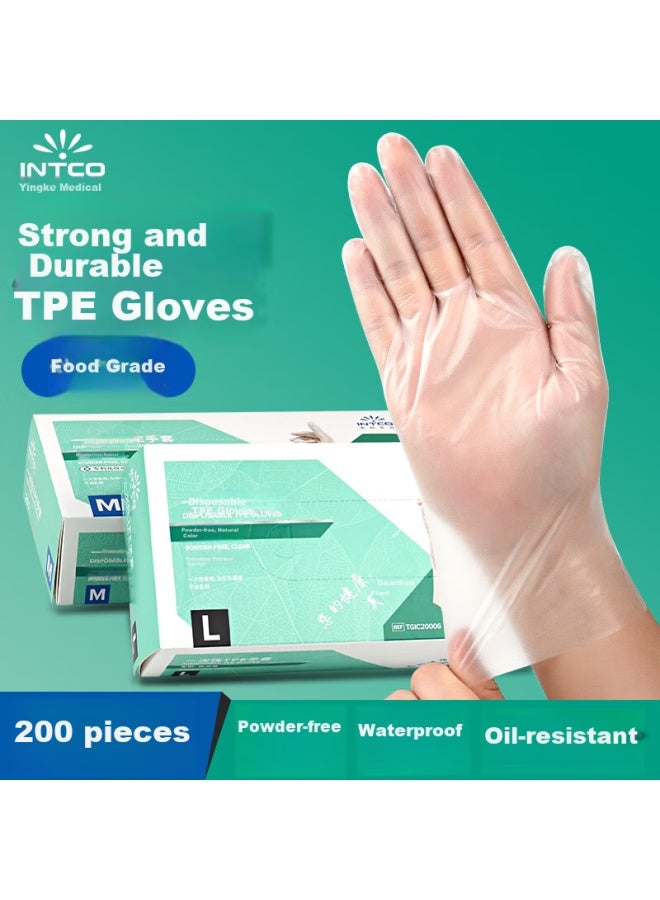 Intco Disposable Gloves, Food-grade Gloves, Household And Kitchen Cleaning, Catering, Crayfish Pe Gloves, 200 Pieces, Size S - Image 1
