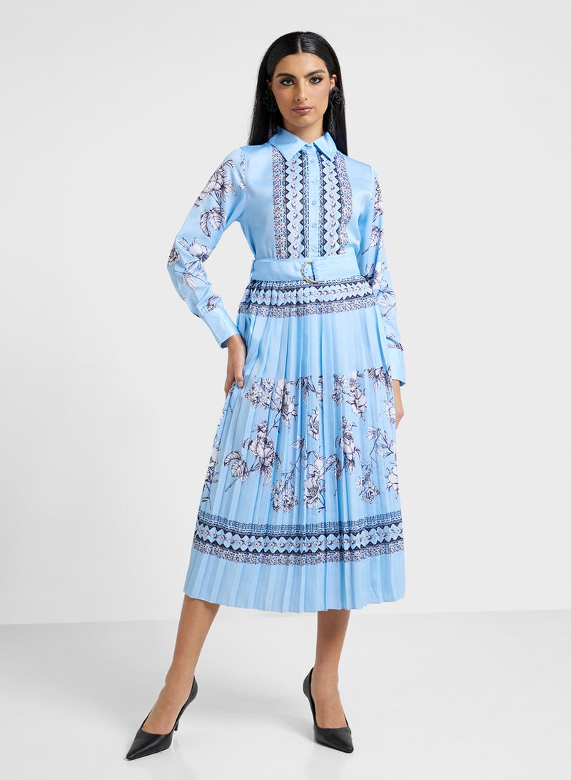 Khizana Pleated Floral Midi Dress  - Image 1