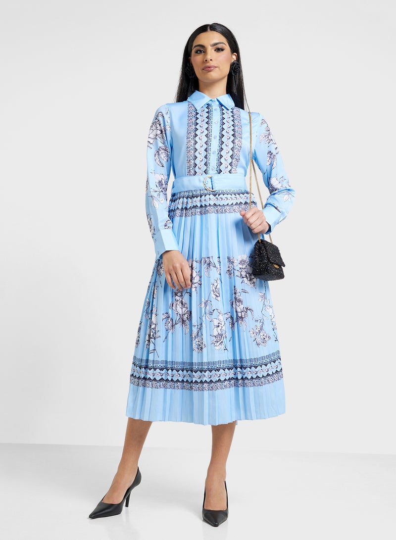 Khizana Pleated Floral Midi Dress  - Image 4