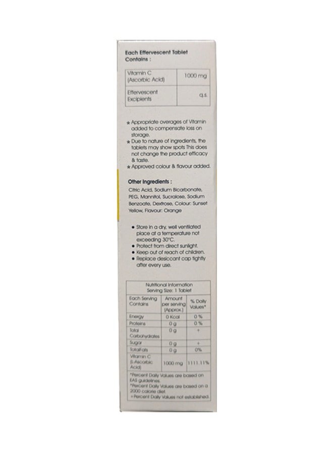 Spaso Vit C LS Effervescent - High Strength Vitamin C 1000 mg, Sugar-Free Immunity Booster, Low Sodium - 20 Effervescent Tablets