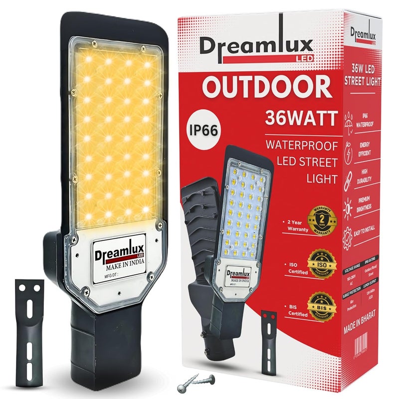 Dreamlux Dreamlux Aluminium Led Street Light 36W Waterproof Lens Technology Excellent Quality 36 Watt Led Street Light for Home Outdoor Street Light Street Lamp Warm White 36 Watts Pack1 - Image 1