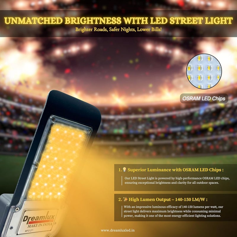 Dreamlux Dreamlux Aluminium Led Street Light 36W Waterproof Lens Technology Excellent Quality 36 Watt Led Street Light for Home Outdoor Street Light Street Lamp Warm White 36 Watts Pack1 - Image 2