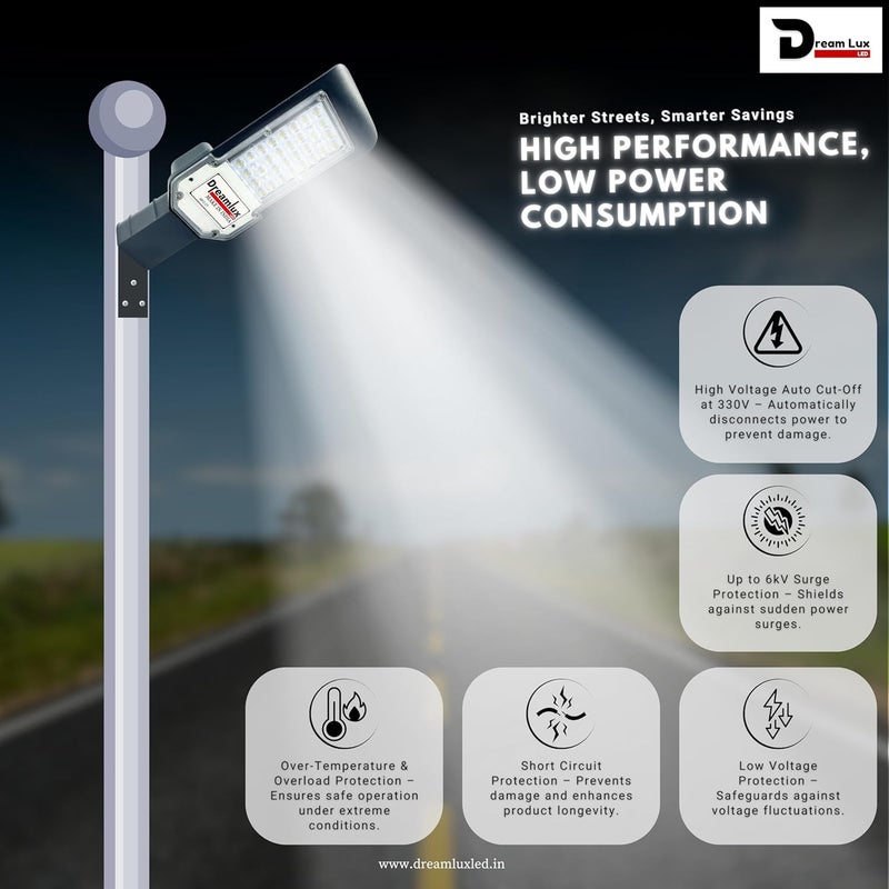 Dreamlux Dreamlux Aluminium Led Street Light 36W Waterproof Lens Technology Excellent Quality 36 Watt Led Street Light for Home Outdoor Street Light Street Lamp Warm White 36 Watts Pack1 - Image 3