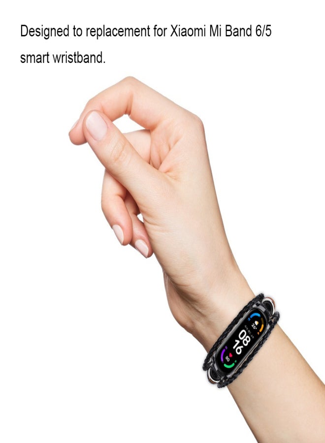 Wrist Strap Replacement for Xiaomi Mi Band 6/6 NFC Mi Band 5 Smart Watch Beaded Leather Cord Ethnic Style DIY Wristband Replacement Watch Strap - Image 4