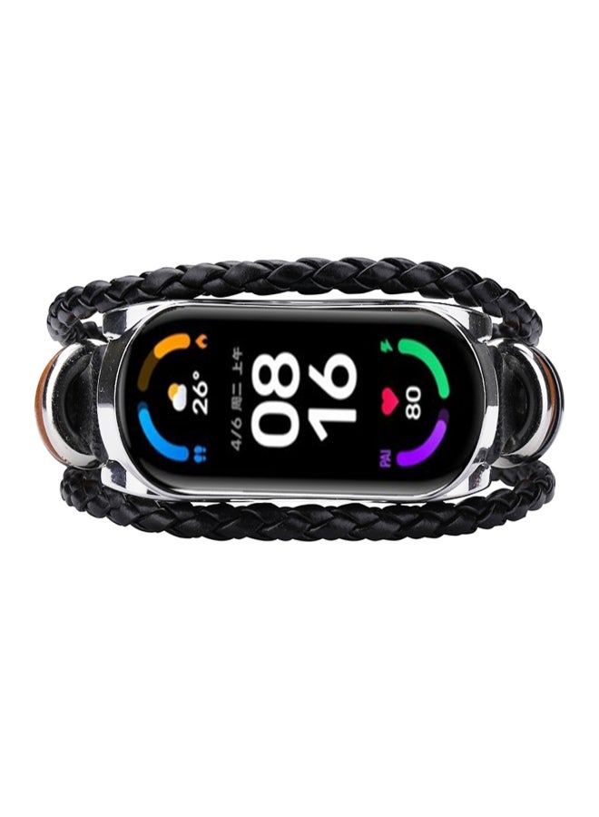 Wrist Strap Replacement for Xiaomi Mi Band 6/6 NFC Mi Band 5 Smart Watch Beaded Leather Cord Ethnic Style DIY Wristband Replacement Watch Strap - Image 1