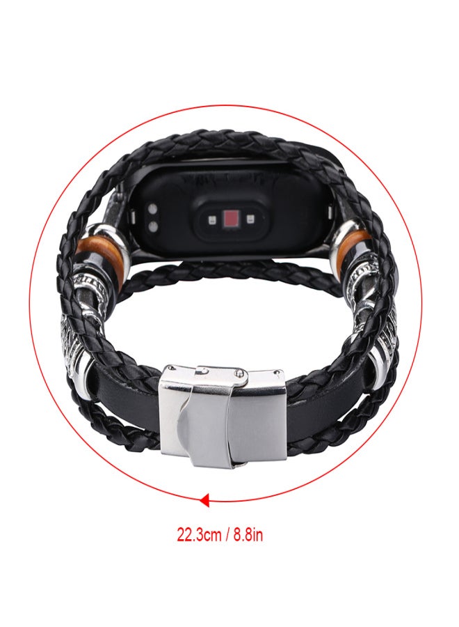 Wrist Strap Replacement for Xiaomi Mi Band 6/6 NFC Mi Band 5 Smart Watch Beaded Leather Cord Ethnic Style DIY Wristband Replacement Watch Strap - Image 3
