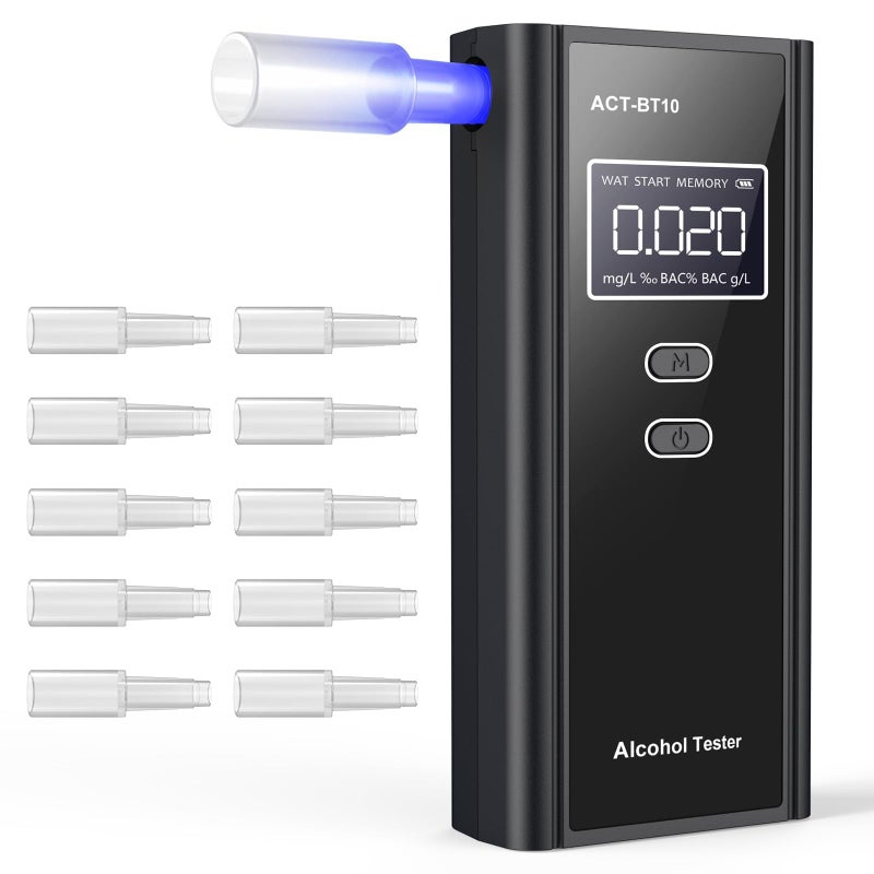 Homealexa Portable Breath Alcohol Monitor â€“ Personal-Use LCD Breath Checker with 10 Mouthpieces, Compact Device for Home, Car, Party Safety Awareness - Image 1