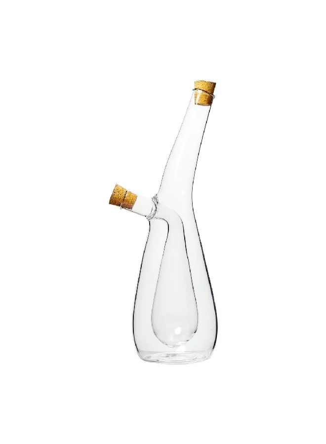 PARFAIT 2-In-1 Oil And Vinegar Bottle With Cork Stopper Clear And Brown 27.5 X 9 X 7.3 Cm Y122-404
