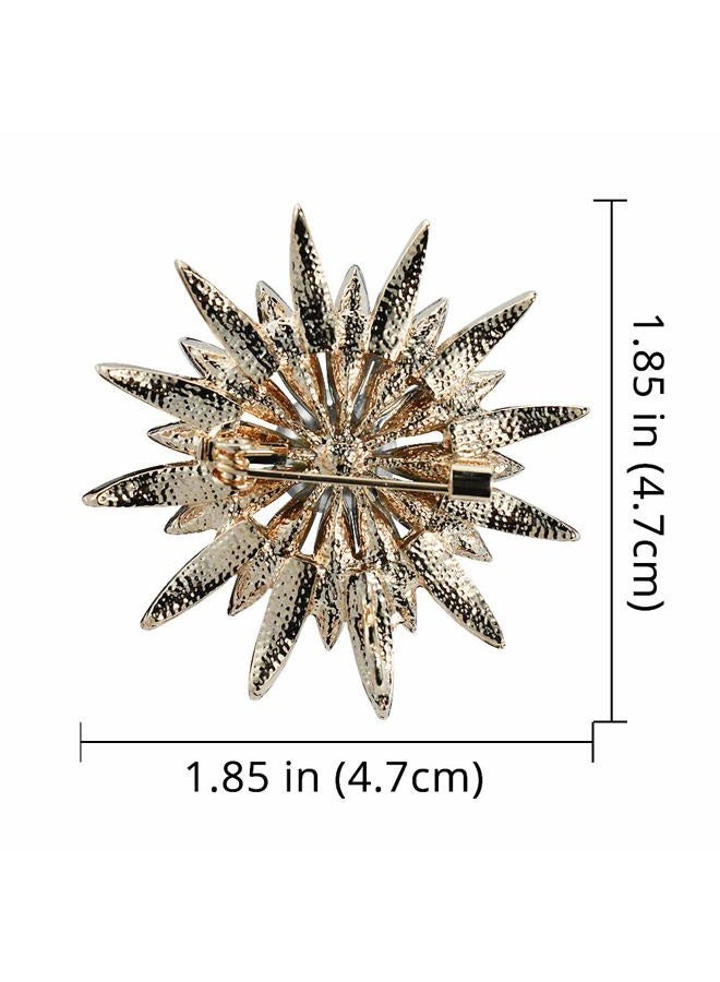 Mamfous Austrain Crystal Geometry Flower Brooch Pins with Simulated Pearl Bouquet Jewelry Accessories for Women, Crystal Pearl Rhinestone Metal, - Image 2