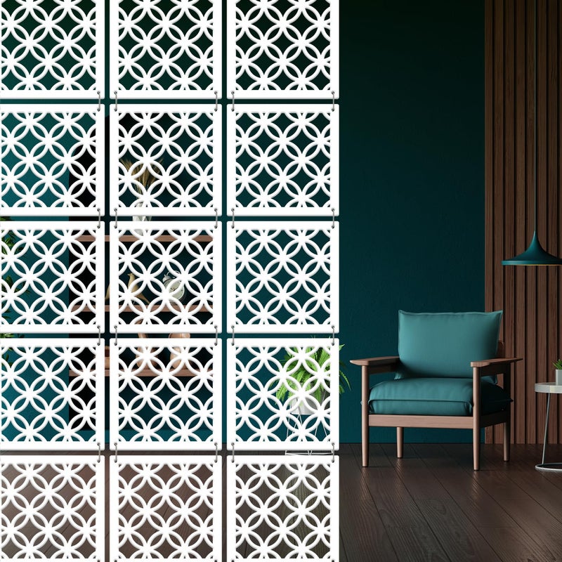 Olive Tree Olive Tree 12Pcs Hanging Room Divider Panel Modern Hanging Screen Partition for Home Decoration Living Room 115 x 115 12 PanelsOTD8086  - Image 1