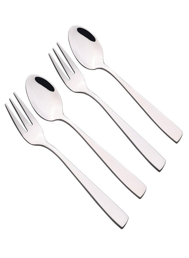 Begale 12-piece Stainless Steel Tea Spoons and Tasting Appetizer Cake Forks, 6 Tasting Forks + 6 Teaspoons - Image 1