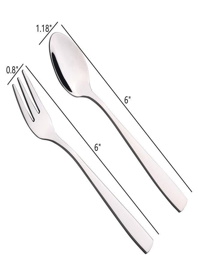 Begale 12-piece Stainless Steel Tea Spoons and Tasting Appetizer Cake Forks, 6 Tasting Forks + 6 Teaspoons - Image 2