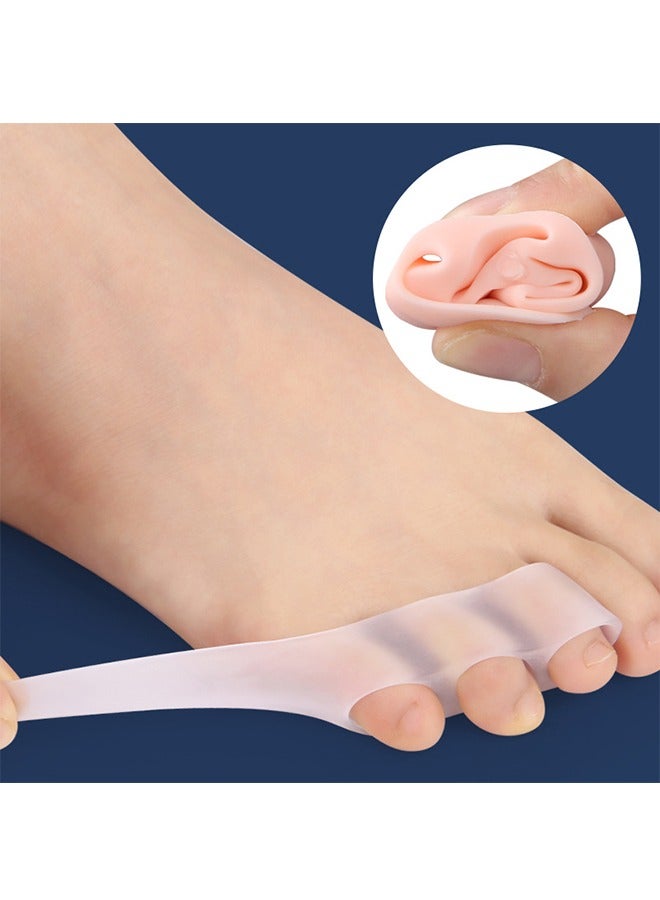 Pinky Toe Separator and Protectors, 3-Holes Toe Separators for Overlapping Toe, for Curled Pinky Toes Correct and Protect, Pain Relief from Friction 5 Pairs (Clear)