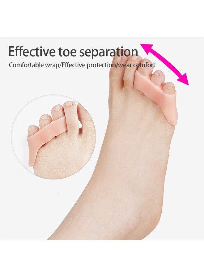 Pinky Toe Separator and Protectors, 3-Holes Toe Separators for Overlapping Toe, for Curled Pinky Toes Correct and Protect, Pain Relief from Friction 5 Pairs (Clear)