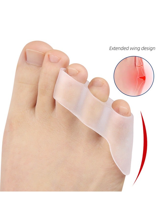 Pinky Toe Separator and Protectors, 3-Holes Toe Separators for Overlapping Toe, for Curled Pinky Toes Correct and Protect, Pain Relief from Friction 5 Pairs (Clear)