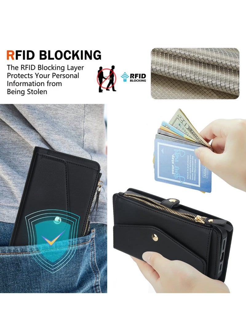 Crossbody iPhone 16 Pro/Pro Max Wallet Phone Case with Shoulder Strap, Leather Wallet Bag with Card Holder, Shockproof Protection Wallet Handbag, Kickstand Cover Phone Case  - Image 5