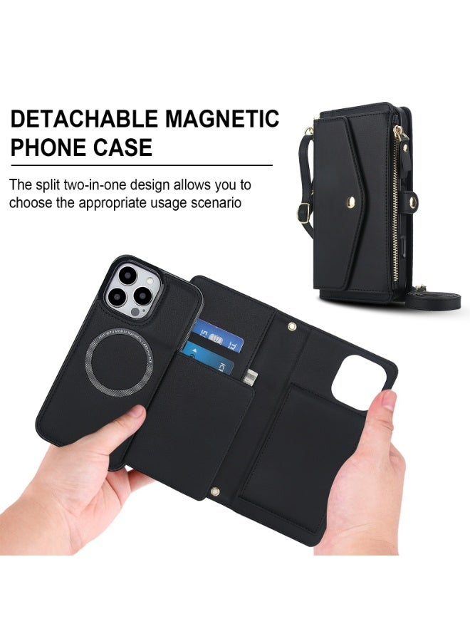 Crossbody iPhone 16 Pro/Pro Max Wallet Phone Case with Shoulder Strap, Leather Wallet Bag with Card Holder, Shockproof Protection Wallet Handbag, Kickstand Cover Phone Case  - Image 3