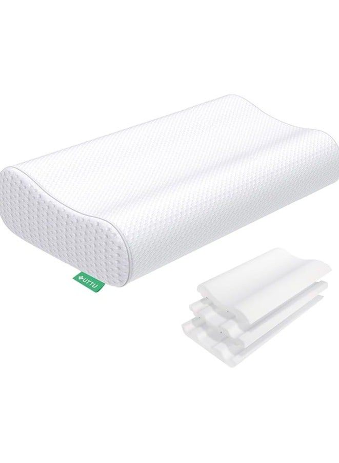 UTTU Cervical Pillow for Neck Strain Relief, Memory Foam Neck Pillow for Sleeping, Contour Cooling Pillow for Side Sleeper, Adjustable Orthopedic Sandwich Pillow, Queen(23.6"×14"×4.7"/3.9")  - Image 1