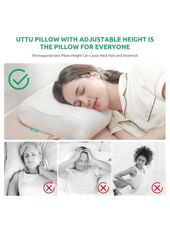 UTTU Cervical Pillow for Neck Strain Relief, Memory Foam Neck Pillow for Sleeping, Contour Cooling Pillow for Side Sleeper, Adjustable Orthopedic Sandwich Pillow, Queen(23.6"×14"×4.7"/3.9")  - Image 2