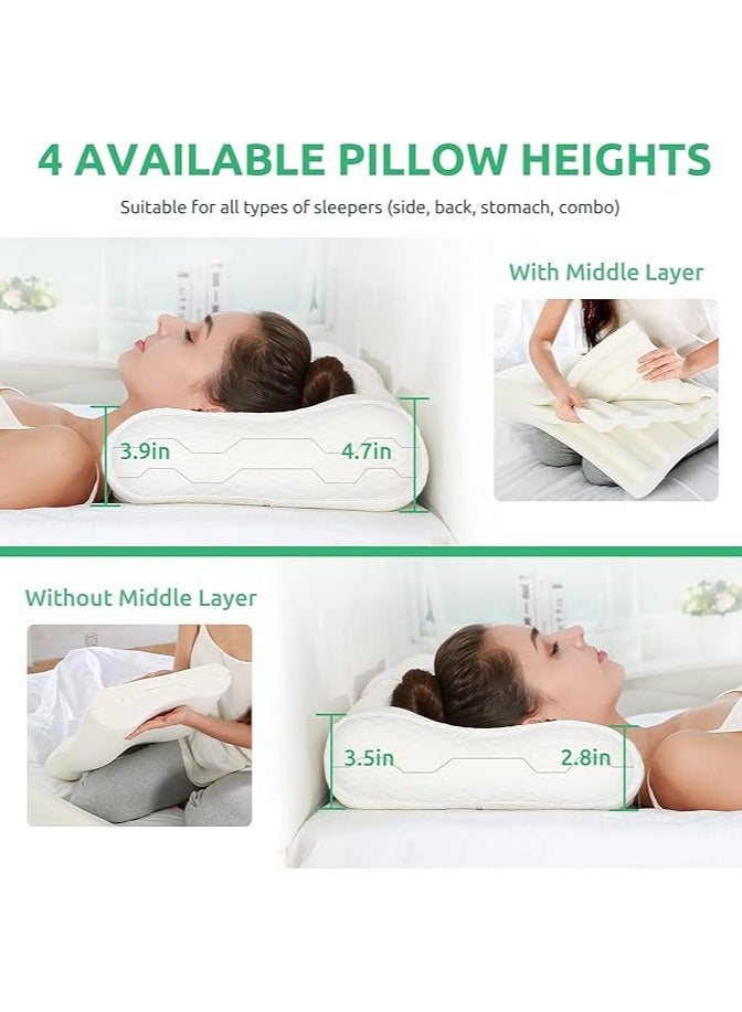 UTTU Cervical Pillow for Neck Strain Relief, Memory Foam Neck Pillow for Sleeping, Contour Cooling Pillow for Side Sleeper, Adjustable Orthopedic Sandwich Pillow, Queen(23.6"×14"×4.7"/3.9")  - Image 4
